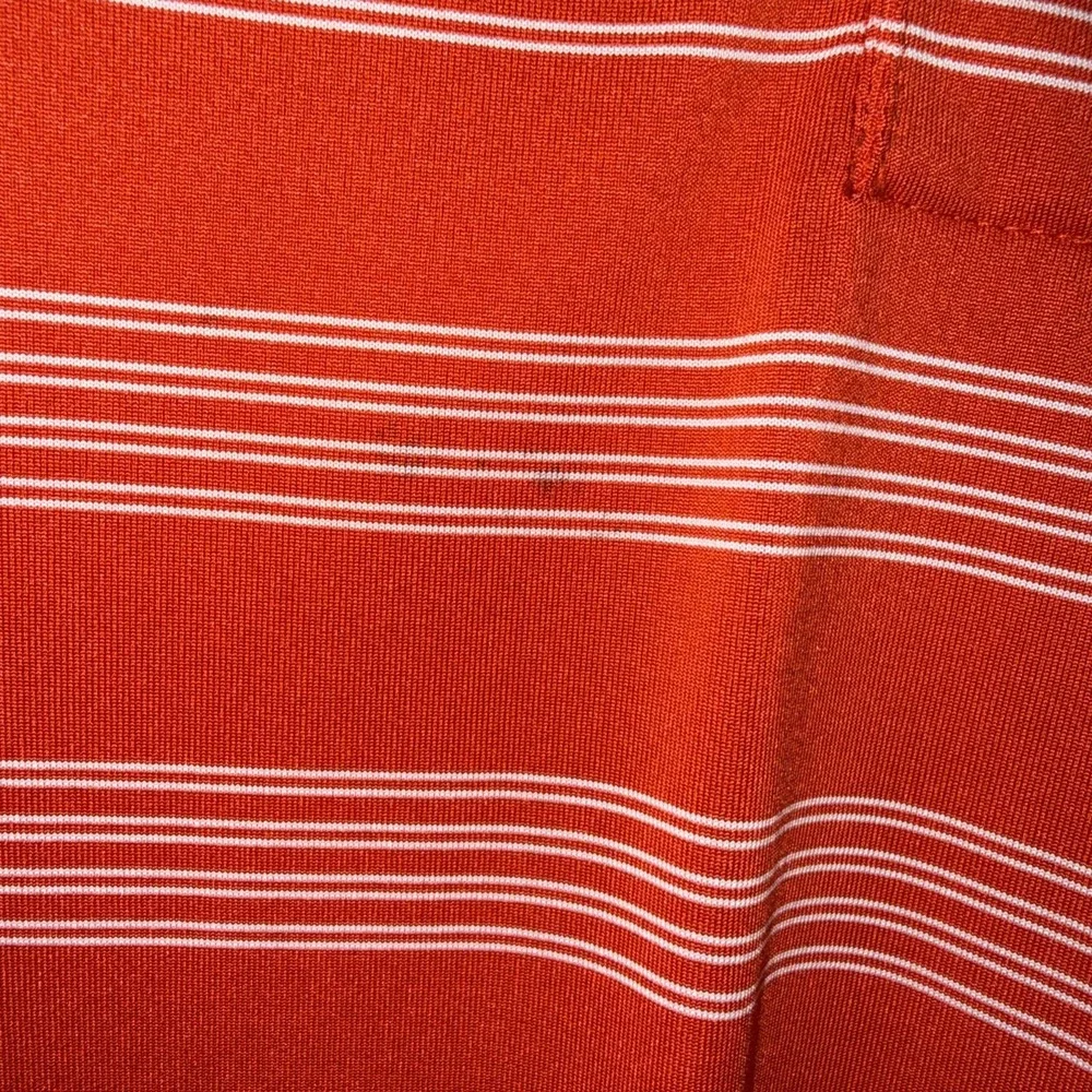 Nike Golf‎ Polo Mens XL Orange White Stripe Dri-Fit Tour Performance Swoosh Logo